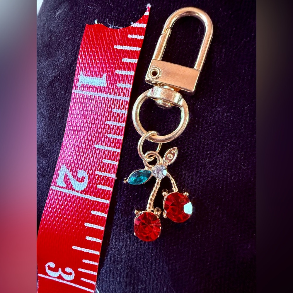 Dazzling Sparkle Gold Cherry Keychain or Zipper Pull - Picture 4 of 7